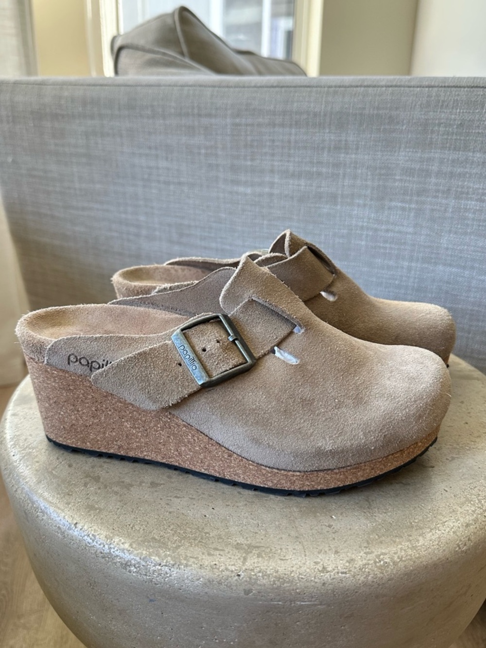 Papillio by Birkenstock Fanny Suede Buckle Strap Hardware Wedge Clogs size 37 - Picture 7 of 9
